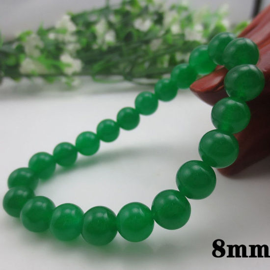 Picture of Natural Chalcedony Elastic Dainty Bracelets Delicate Bracelets Beaded Bracelet Green Round 21cm(8 2/8") long, 1 Piece