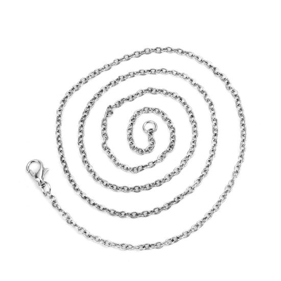 Image de Colliers de Chaînes en Alliage de Fer Argent Vieilli Chaîne Maille Forçat 62cm long, 1 Paquet ( 12 Pcs/Paquet)