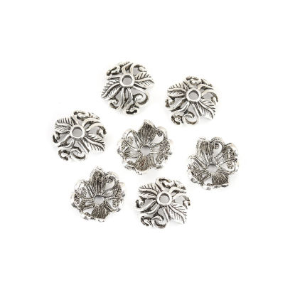 20 New Connectors Heart Flower Tibetan Silver End Bead Caps 12.5mm
