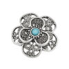 Imagen de Aleación de metal de Zinc + Acrílico Bohemia Conectores Flor Plata Antigua Verde Azul Hueco 26mm x 25mm, 5 Unidades