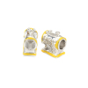 Picture of Zinc Based Alloy European Style European Style Beads Sewing Machine Silver Tone Flower Vine Yellow Enamel About 14mm x 13mm, Hole: Approx 5.1mm, 2 PCs