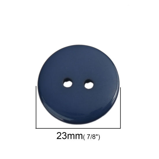 Picture of Resin Sewing Buttons Scrapbooking 2 Holes Round Deep Blue 23mm Dia, 100 PCs