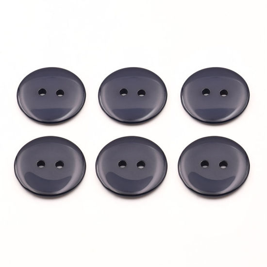 Picture of Resin Sewing Buttons Scrapbooking 2 Holes Round Deep Blue 23mm Dia, 100 PCs