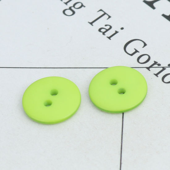 Picture of Resin Sewing Buttons Scrapbooking 2 Holes Round Green 15mm Dia, 200 PCs