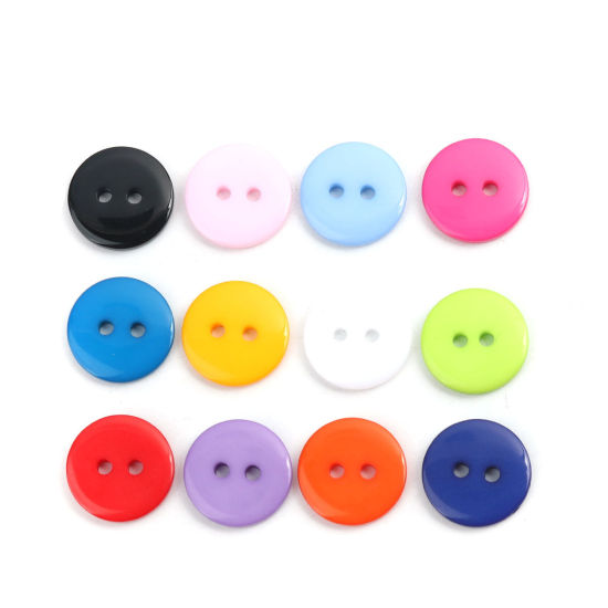 Picture of Resin Sewing Buttons Scrapbooking 2 Holes Round Green 15mm Dia, 200 PCs