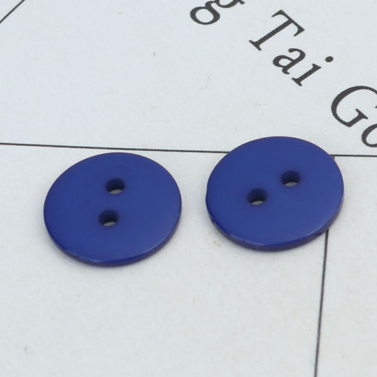 Picture of Resin Sewing Buttons Scrapbooking 2 Holes Round Royal Blue 15mm Dia, 200 PCs