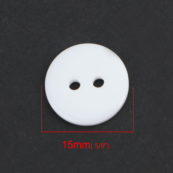 Picture of Resin Sewing Buttons Scrapbooking 2 Holes Round White 15mm Dia, 200 PCs