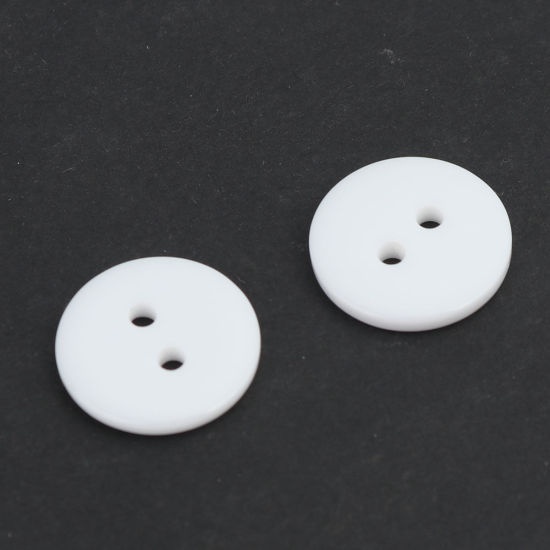 Picture of Resin Sewing Buttons Scrapbooking 2 Holes Round White 15mm Dia, 200 PCs