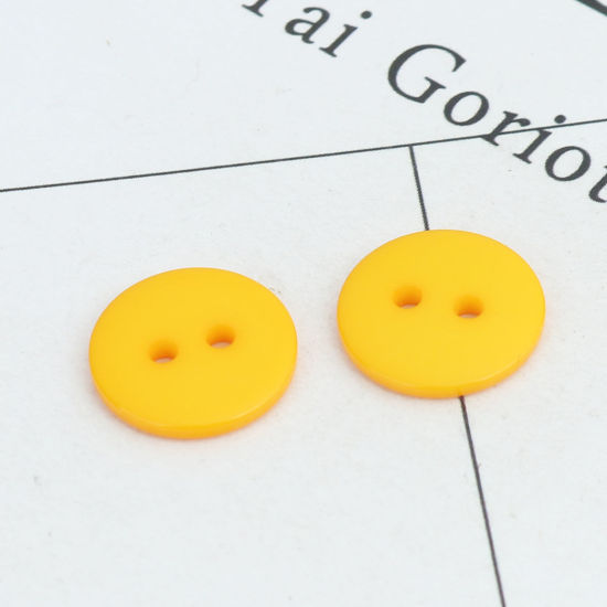 Picture of Resin Sewing Buttons Scrapbooking 2 Holes Round Orange 15mm Dia, 200 PCs