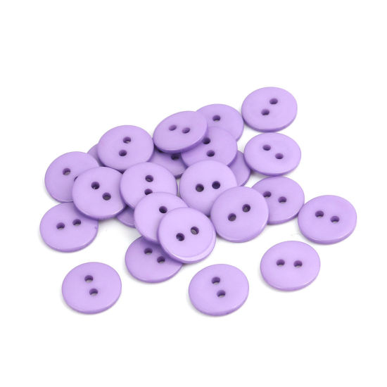 Picture of Resin Sewing Buttons Scrapbooking 2 Holes Round Purple 15mm Dia, 200 PCs