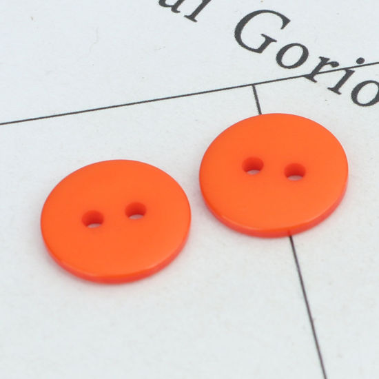 Picture of Resin Sewing Buttons Scrapbooking 2 Holes Round Orange-red 15mm Dia, 200 PCs