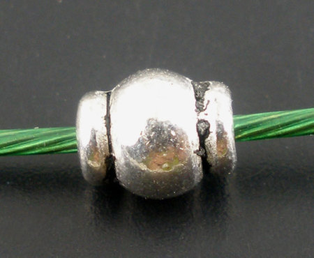 Cuentas Aleación del Metal Del Zinc de Tambor,Plata Antigua 6.0mm x 5.0mm, Aguero: acerca de 1.5mm, 70 Unidades