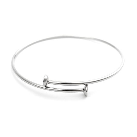 Image de Apprêts de Bracelets en 304 Acier Inoxydable Disque Argent Mat Réglable 21cm Long, (Convenable à Perle: 8mm Dia.,) 1 Pièce