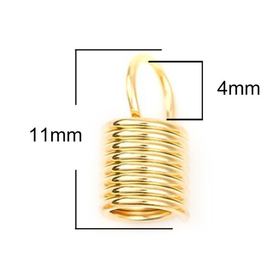 Bild von 10 Stück Vakuumbeschichtung 304 Edelstahl Endkappen Feder Vergoldet (Für 4mm Schnur) 11mm x 5.5mm