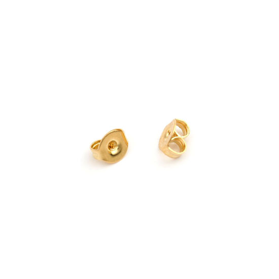 Picture of 304 Stainless Steel Ear Nuts Post Stopper Earring Findings Butterfly Animal Gold Plated 5mm x 4mm, 50 PCs