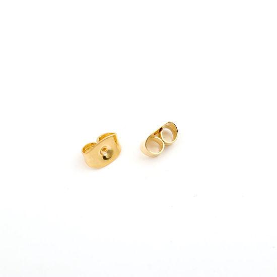 Picture of 304 Stainless Steel Ear Nuts Post Stopper Earring Findings Butterfly Animal Gold Plated 6mm x 4mm, 50 PCs