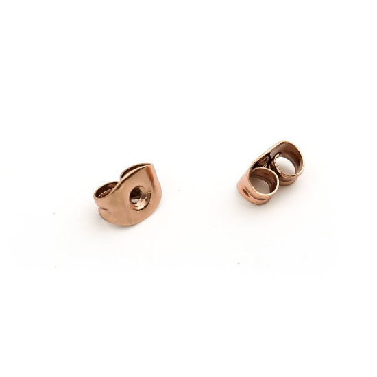 Image de Embout de Boucles d'Oreilles en 304 Acier Inoxydable Papillon Or Rose 6mm x 4mm, 100 Pcs