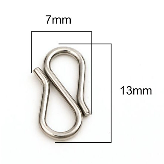 Picture of 304 Stainless Steel Clasps Silver Tone 13mm x 7mm, 100 PCs