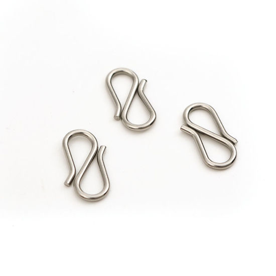 Picture of 304 Stainless Steel Clasps Silver Tone 13mm x 7mm, 100 PCs