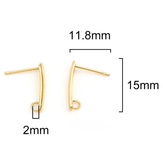 Image de Boucles d'Oreilles Puces en 304 Acier Inoxydable Goutte d'Eau Doré avec Boucle 15mm x 3mm, Epaisseur de Fil: (20 gauge), 10 Pcs