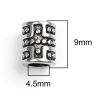 Picture of 304 Stainless Steel Beads Cylinder Antique Silver Color 9mm x 7mm, Hole: Approx 4.5mm, 10 PCs