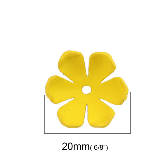 Image de Coupelles en Alliage de Zinc Fleur Jaune (Convenable à Perle 20mm Dia.) 20mm x 17mm, 2 Pcs