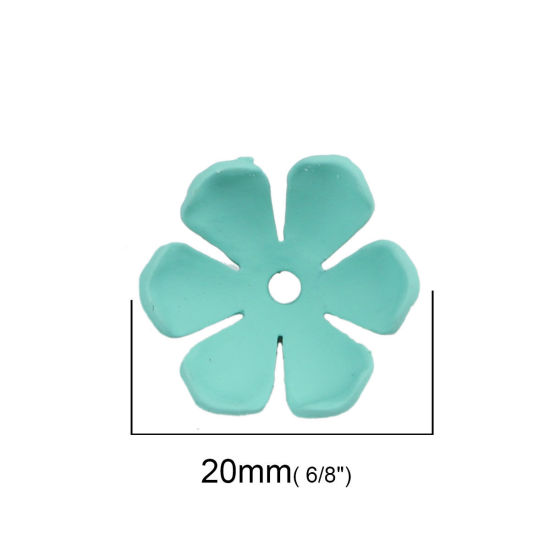 Image de Coupelles en Alliage de Zinc Fleur Vert (Convenable à Perle 20mm Dia.) 20mm x 17mm, 2 Pcs