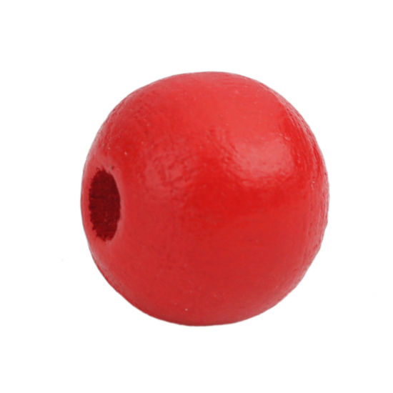 Picture of Wood Spacer Beads Round Red About 12mm x 11mm, Hole: Approx 3.3mm, 200 PCs