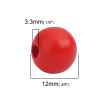 Picture of Wood Spacer Beads Round Red About 12mm x 11mm, Hole: Approx 3.3mm, 200 PCs
