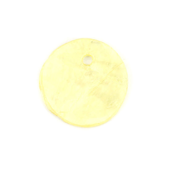 Picture of Natural Shell Charms Round Yellow 15mm Dia., 20 PCs