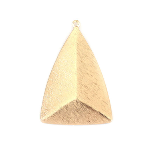 Image de Pendentifs Série Géométrie en Laiton Triangle Doré Tréfilage 41mm x 27mm, 5 Pcs                                                                                                                                                                               