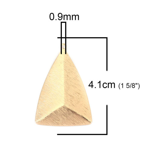 Image de Pendentifs Série Géométrie en Laiton Triangle Doré Tréfilage 41mm x 27mm, 5 Pcs                                                                                                                                                                               