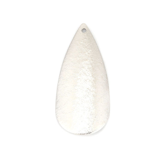 Изображение Латунь Подвески Серебряный Тон водяная капля Точка Стардаст 41мм x 19мм, 5 ШТ