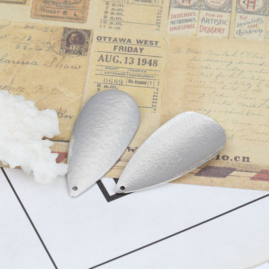 Изображение Латунь Подвески Серебряный Тон водяная капля Точка Стардаст 41мм x 19мм, 5 ШТ