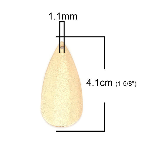 Изображение Латунь Подвески Позолоченный водяная капля Точка Стардаст 41мм x 19мм, 5 ШТ