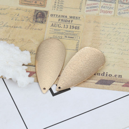 Изображение Латунь Подвески Позолоченный водяная капля Точка Стардаст 41мм x 19мм, 5 ШТ