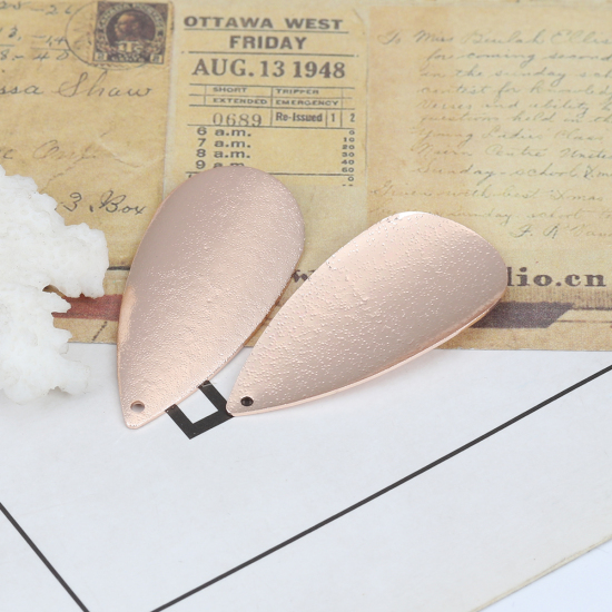 Изображение Латунь Подвески Розово-золотой водяная капля Точка Стардаст 41мм x 19мм, 5 ШТ