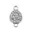 Picture of Zinc Based Alloy Connectors Drop Antique Silver Color Clear Rhinestone 17mm x 10mm, 5 PCs