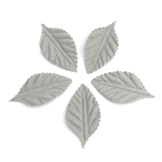 Picture of Fabric For DIY & Craft Gray Leaf 4.5cm x 2.4cm, 50 PCs