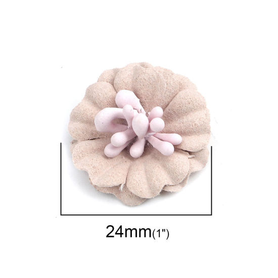 Image de DIY Artisanat en Tissu Couleur Pêche Fleur 24mm x 23mm, 10 Pcs