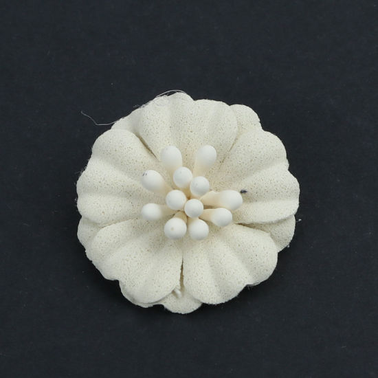 Image de DIY Artisanat en Tissu Blanc Fleur 24mm x 23mm, 10 Pcs