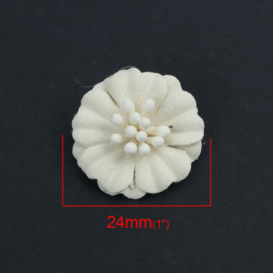 Image de DIY Artisanat en Tissu Blanc Fleur 24mm x 23mm, 10 Pcs