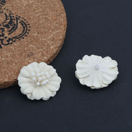 Image de DIY Artisanat en Tissu Blanc Fleur 24mm x 23mm, 10 Pcs