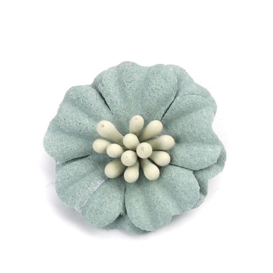 Image de DIY Artisanat en Tissu Vert Foncé Fleur 24mm x 23mm, 10 Pcs