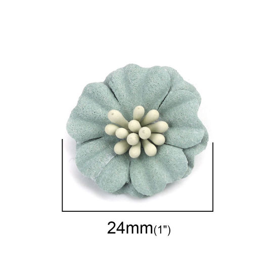 Image de DIY Artisanat en Tissu Vert Foncé Fleur 24mm x 23mm, 10 Pcs