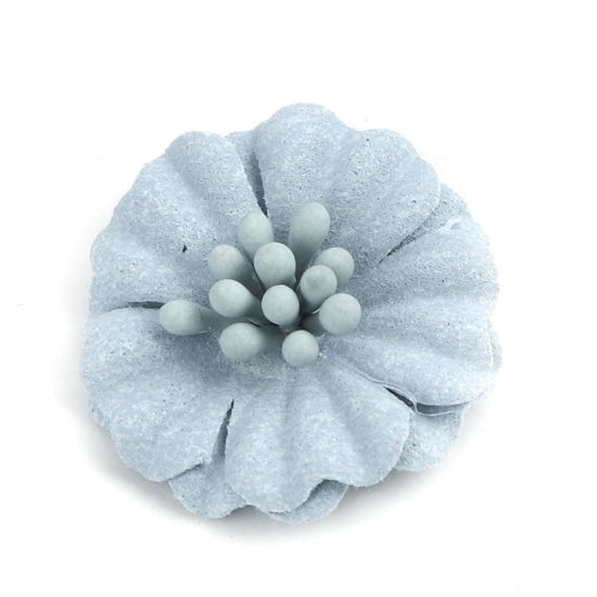 Image de DIY Artisanat en Tissu Bleu Clair Fleur 24mm x 23mm, 10 Pcs