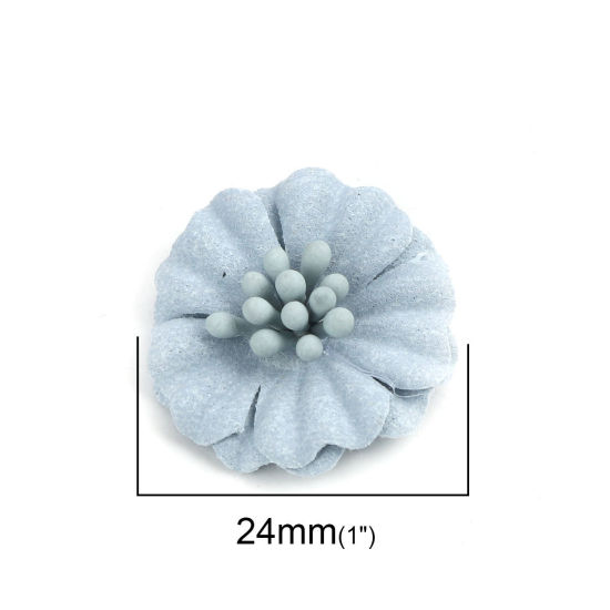 Image de DIY Artisanat en Tissu Bleu Clair Fleur 24mm x 23mm, 10 Pcs