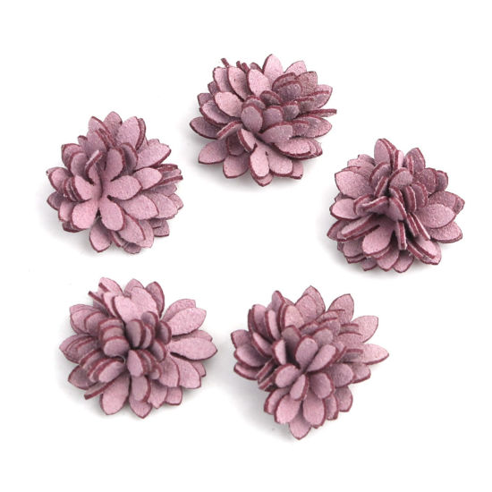 生地 DIY クラフト 紫 フラワー 22mm x 22mm、 20 個 の画像