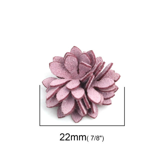 生地 DIY クラフト 紫 フラワー 22mm x 22mm、 20 個 の画像