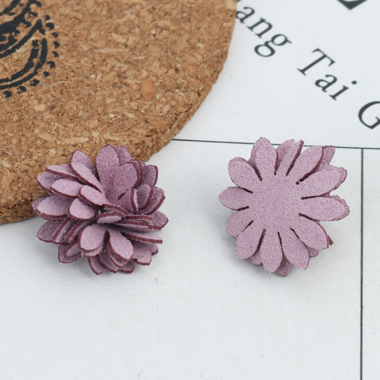 生地 DIY クラフト 紫 フラワー 22mm x 22mm、 20 個 の画像